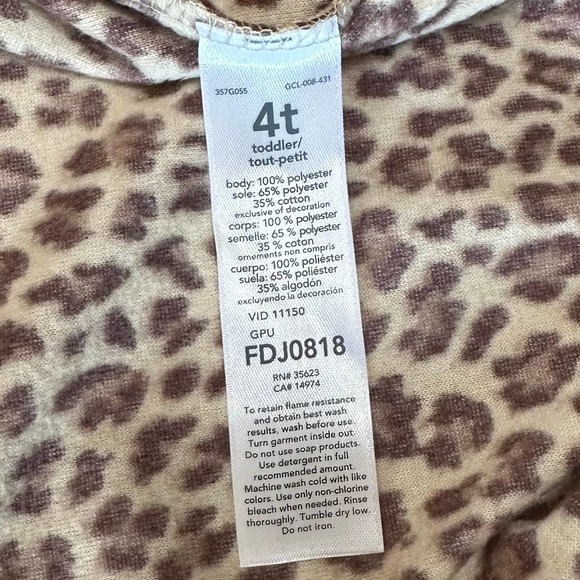 NWT, Carter One Piece Fleece Animal Print Girls Sz 4T w/Kitty Cat Feet - Picture 12 of 13